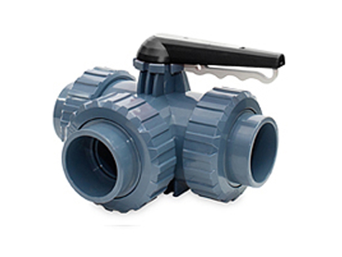 Valvula PVC Esfera Encaixe Acionamento Eletrico A/Viton 50 3Vias L HIDROTEN