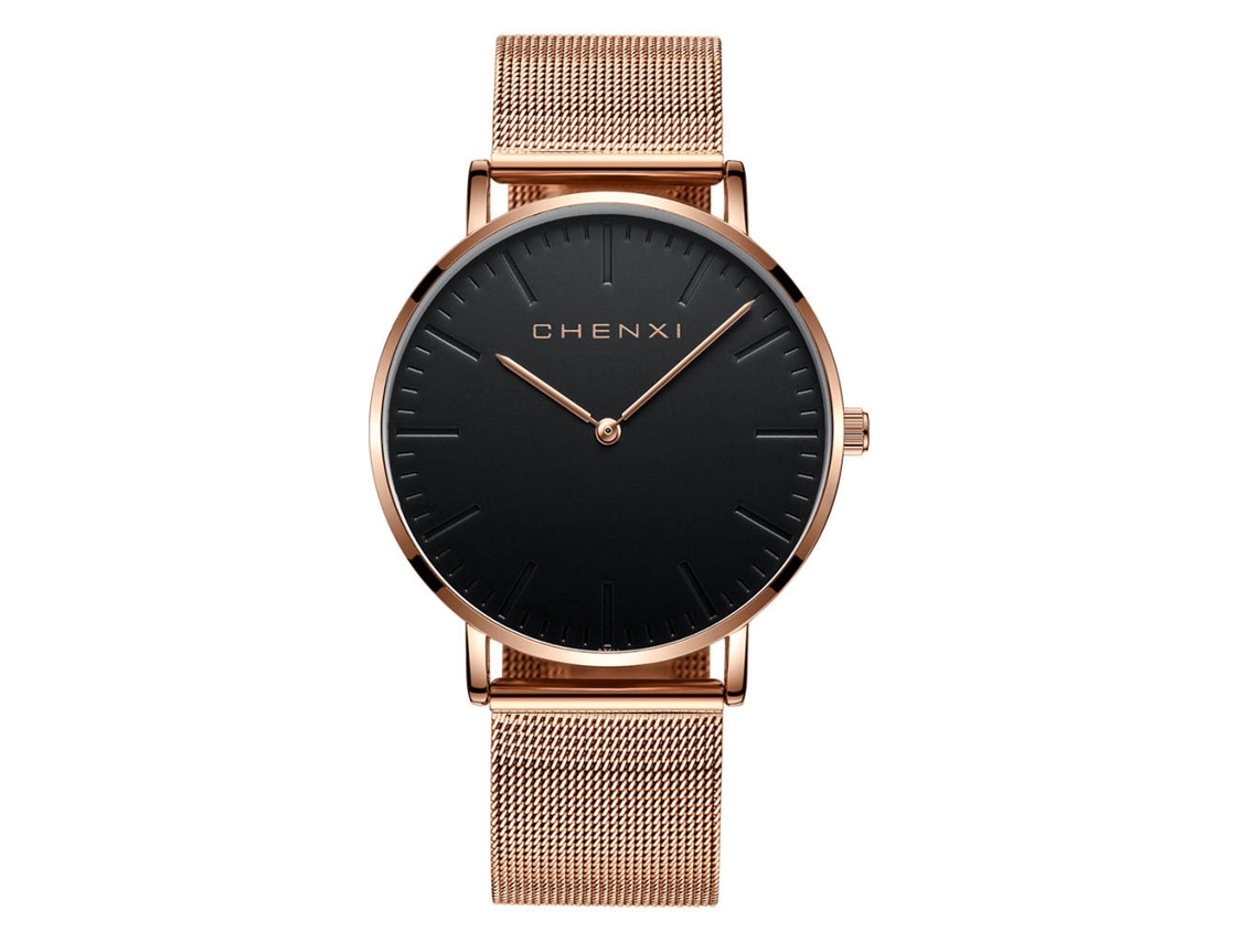 Reloj De Pareja De Cuarzo Impermeable Con Correa De Malla (masculino Rosa Negro)