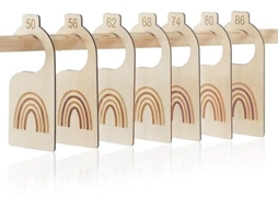 Escolha Pura - Hangers De Madeira 7 Unidades - Hanger Para Crianças - Medidor De Tamanho 50-86 Cm - Design Arco-íris - Sustentável - Perfeito Para Rou