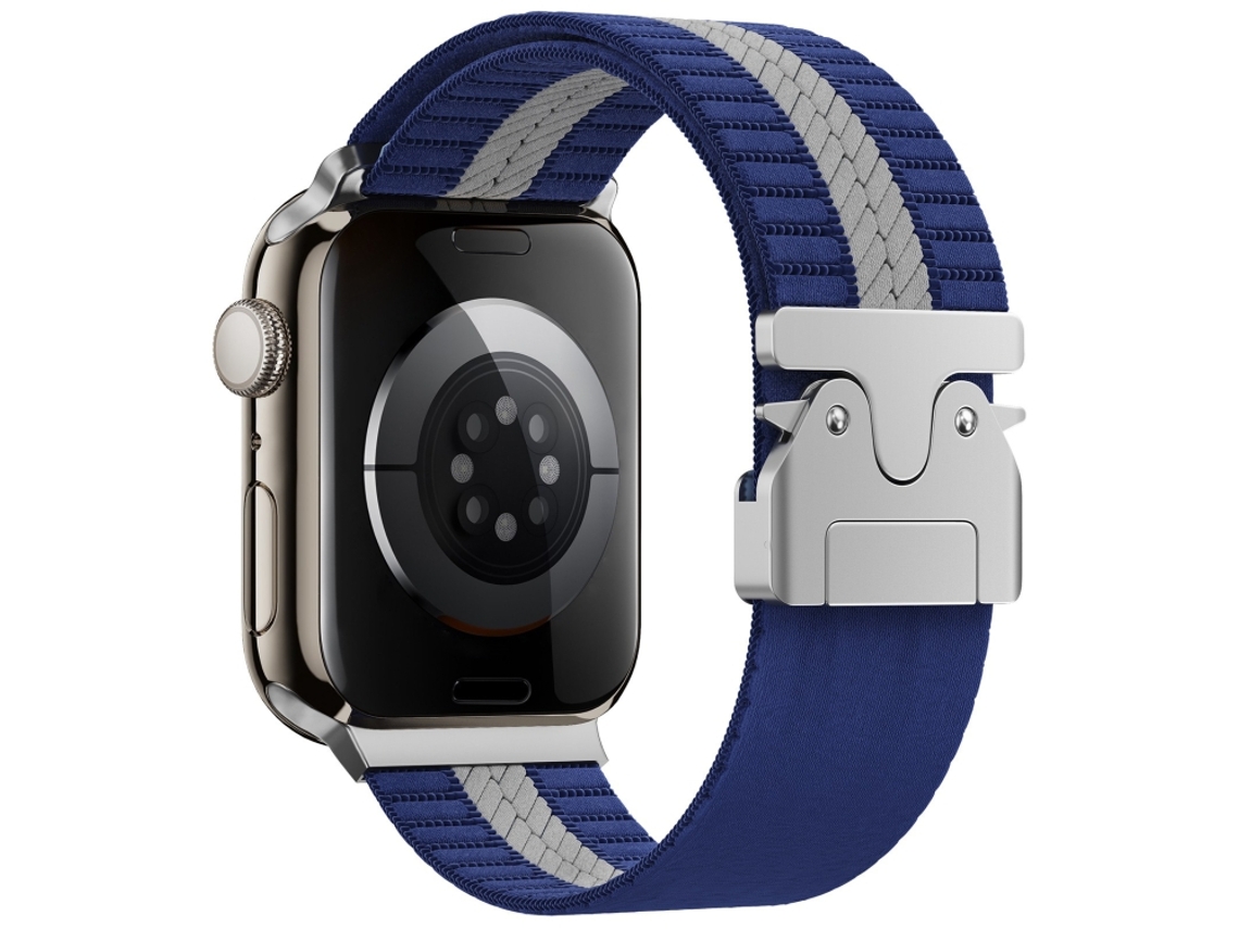 Bracelete para Apple Watch 42/41/40/38mm Nylon Trançado com Fecho de Paraquedas Azul e Branca XIAOMOYU