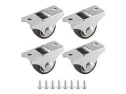 Conjunto De 4 Mini Rodízios Para Móveis, Pequenos, 25 Mm, Fixos, Direcionais E Móveis. Aquaforge