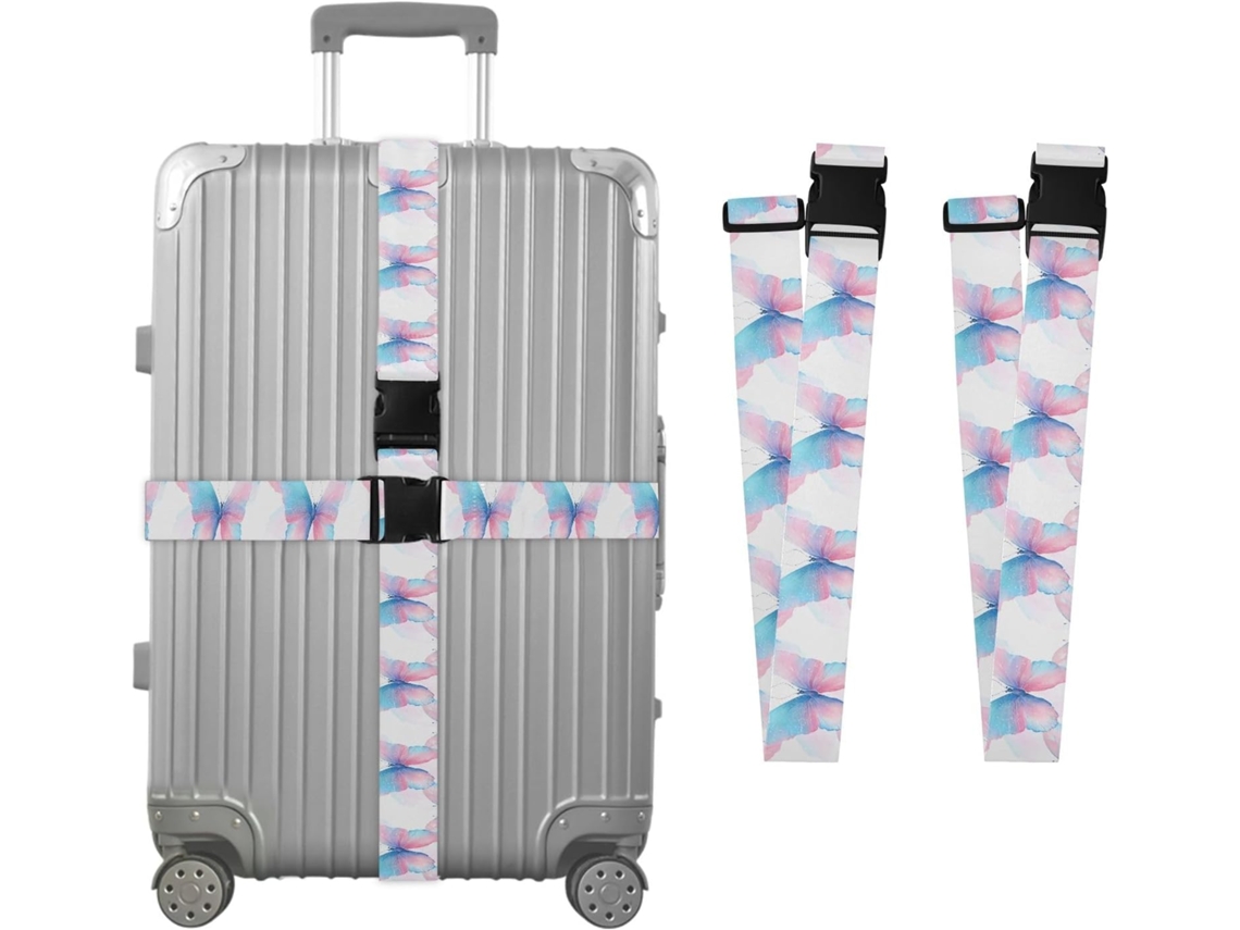 Conjunto De 2 Cintas Bagagem Com Estampa Borboleta Para Malas, Cintas De Viagem, Acessórios Para Cintos, Conector De