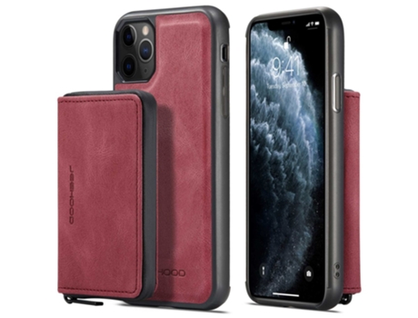 Capa Para Iphone 11 Pro Jeehood Pele Sintética Anti-riscos Magnética Vermelho