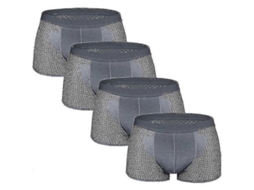 Calcinha Boxer Masculina de Malha Bambu Seda Gelada Material Fibra Bambu Nylon Spandex Uso Diário 4grey