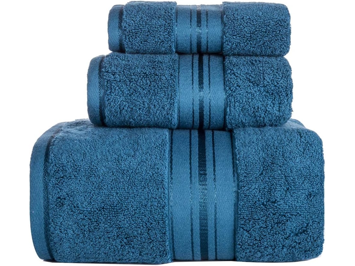Conjunto de 3 Toalhas de Banho de Luxo, 100% Algodão, Índigo AQUAFORGE