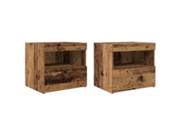 Conjunto 2 Mesa-de-cabeceira Vidaxl Castanho Derivados De Madeira (50 X 40 X 45 Cm)