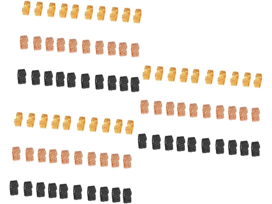 Conjunto De 90 Anéis Ajustáveis Para Extensão De Cabelo, Acessórios Para Tranças Em Tons De Ouro Rosa E Preto