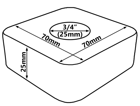 Cobertura de Roseta Quadrada de Aço Cromado 3/4 Forma de Colar 25 mm Altura