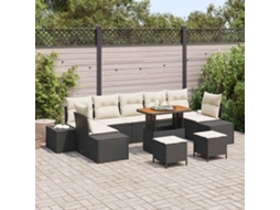 Vidaxl Conjunto De Sofá De Jardim 10 Unid. 9-número De Lugares Preto