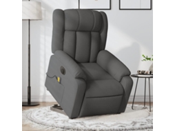 Vidaxl Poltrona Elétrica Elevatória Massagens Tecido Cinzento-escuro