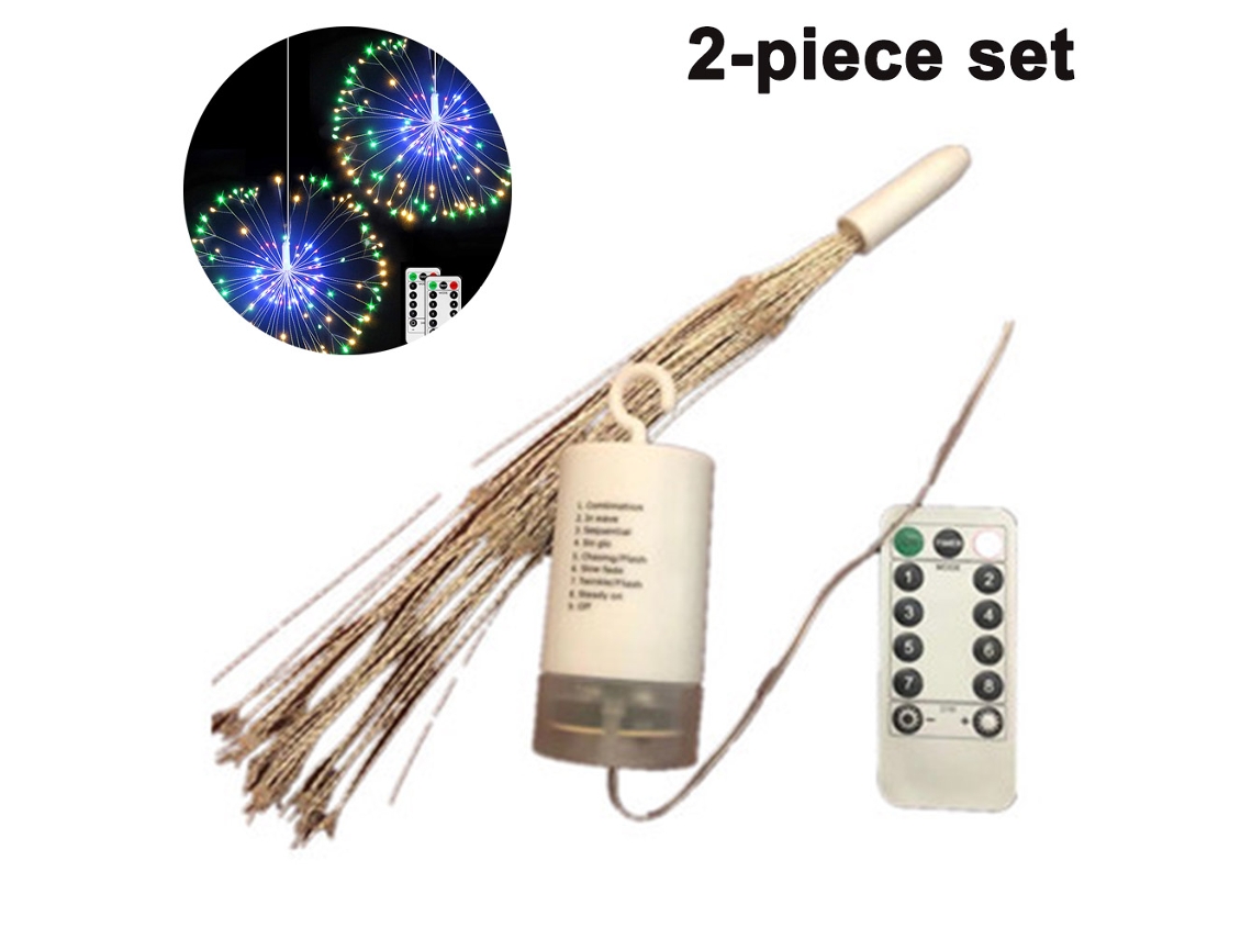Pacotes de Luzes de Fogos de Artifício 120 Led Starburst Luzes de Fio de Cobre Luzes de Fadas Operadas Por Bateria com Controle Remoto Luzes de Nat