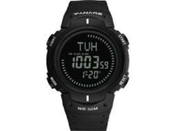 Relógio esportivo digital multifuncional luminoso Panars masculino, preto, à prova d'água