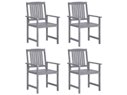 Vidaxl Cadeiras De Jardim 4 Pcs Madeira De Acácia Maciça Cinzento
