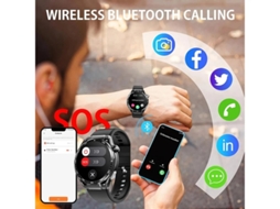 Rastreador De Fitness Masculino Smartwatch Com Função De Telefone Frequência Cardiáca Pressão Arterial À Prova D Água Preto Yizhood