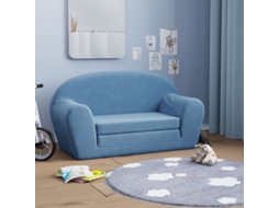 Vidaxl Sofá-cama Infantil De 2 Lugares Pelúcia Macia Azul