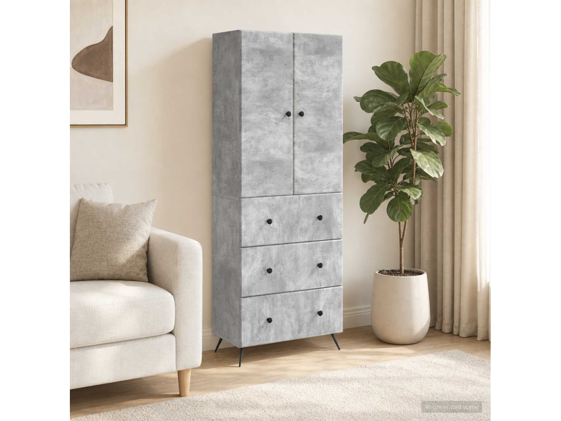 Vidaxl Conjunto De Gabinete 2 Pcs Cinzento Cimento 66 X 34,5 X 90 Cm