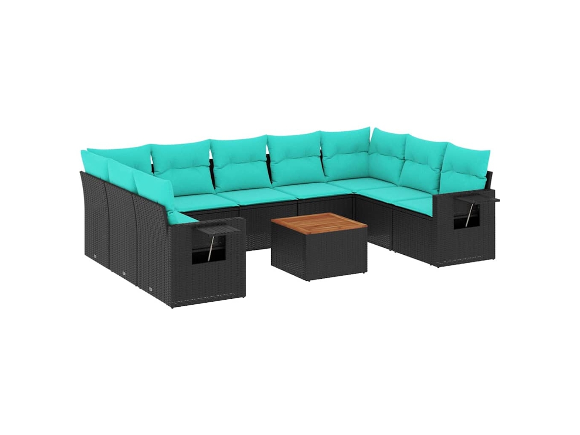 Conjunto de Sofá Jardim 3 Peças Almofadas Rattan Sintético MAISON EXCLUSIVE