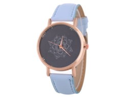 Reloj Analógico De Cuarzo Casual Estilo Unisex Con Correa Pu Azul Claro
