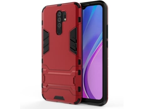 Suporte Armadura Párachoques Camada Filme Proteção para Xiaomi Redmi 9 HONGWE. Tecido Anti-Choque Vermelho