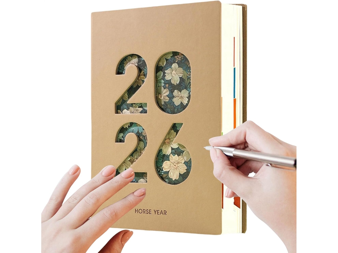 Anual Caderno A5 Em Couro Sintético (365 Dias), Agenda Mensal 2026, Diária, De Escritório E Escolar
