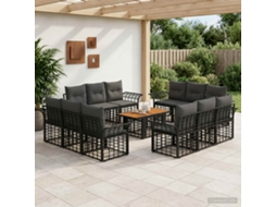 Vidaxl Conjunto De Sofá De Jardim 13 Unid. Preto E Cinza Escuro