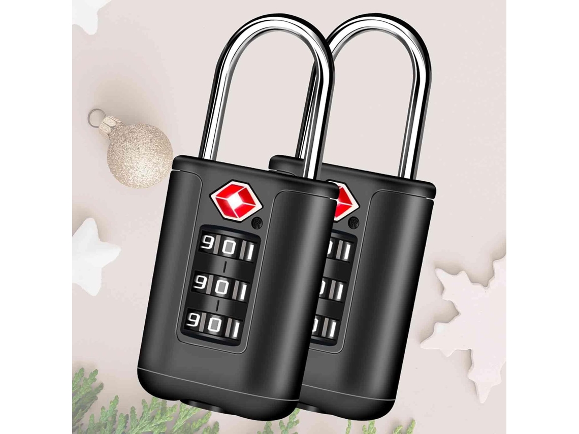 Conjunto De 2 Cadeados Para Bagagem Certificados Pela Tsa, Cadeados De Viagem Com Combinação, Cadeados Sem Chave De 3 Dígitos Reconfiguráveis