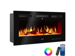 Lareira Elétrica De Parede Tectake Aquecimento Eficiente, Efeito Decorativo 3d, Preto