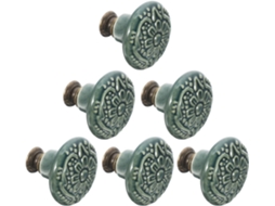 Conjunto De 6 Puxadores De Cerâmica Verde-claro Para Móveis, Ideais Para Cômodas E Gavetas.