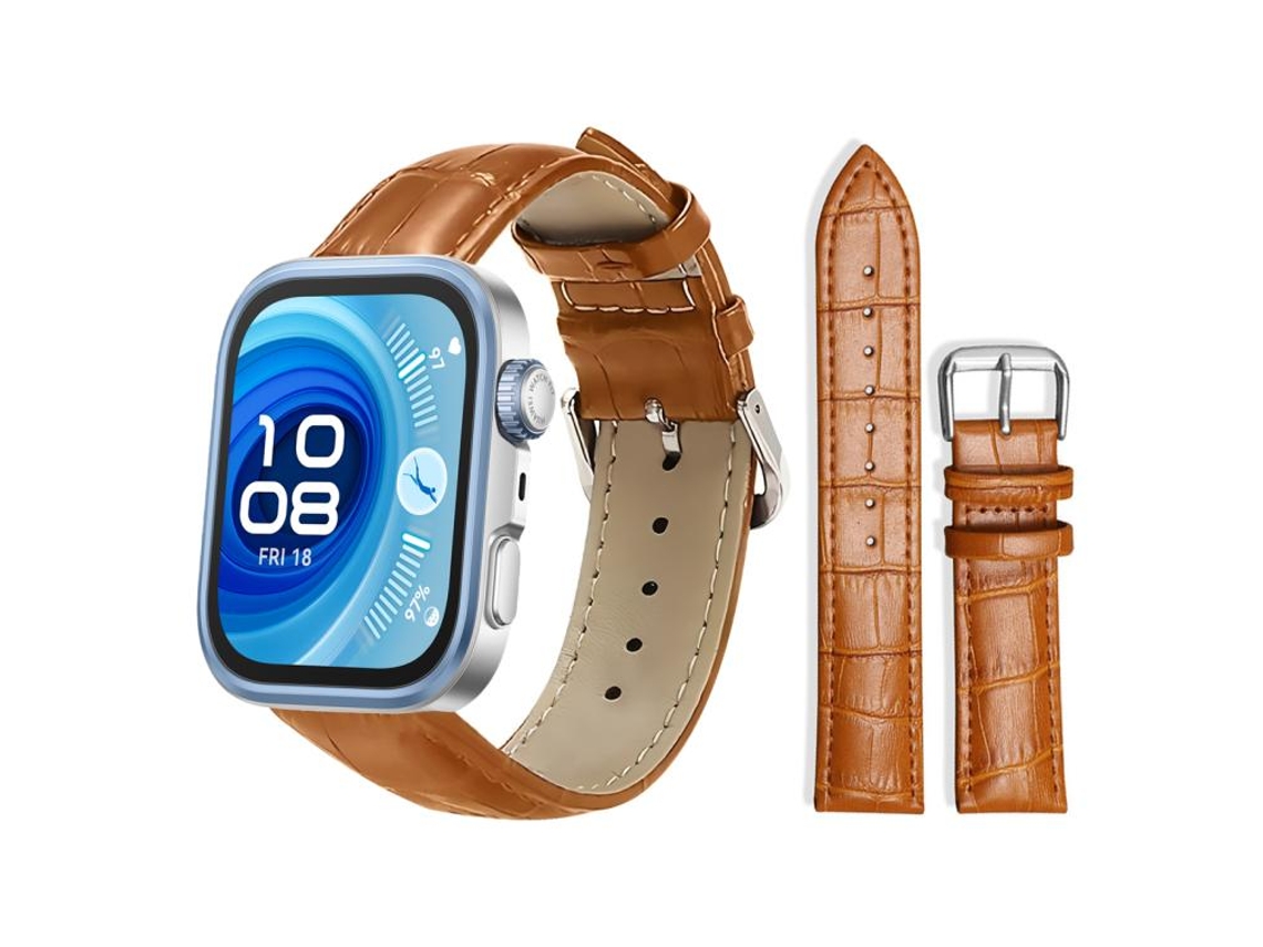 Bracelete para Huawei Watch Fit 4 Pro / Fit 4 / Fit 3 Couro com Fivela de Pino e Textura de Bambu Marrom Claro XIAOMOYU (20mm)