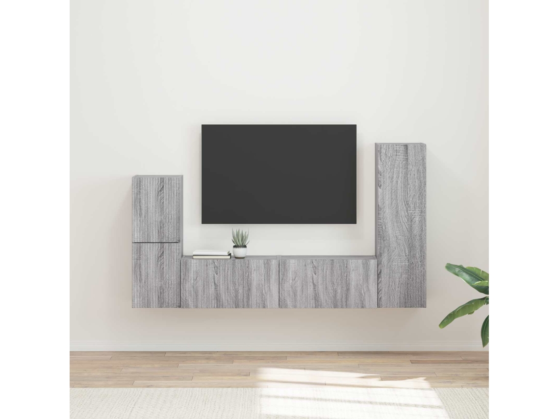 Vidaxl Conjunto De Móvel De Tv 4 Pcs Cinza Sonoma Madeira Processada