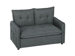 Sofá 2 Lugares em Linho 131x75x85 Cm Cinza Escuro (acolchoamento Grosso, Design Compacto)