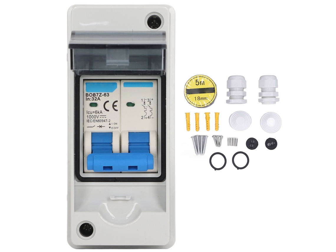 Disjuntor Cc Fotovoltaico 32a 6ka Ip65 À Prova D'água, Interruptor Isolador Cc, Desconector Solar 1000v