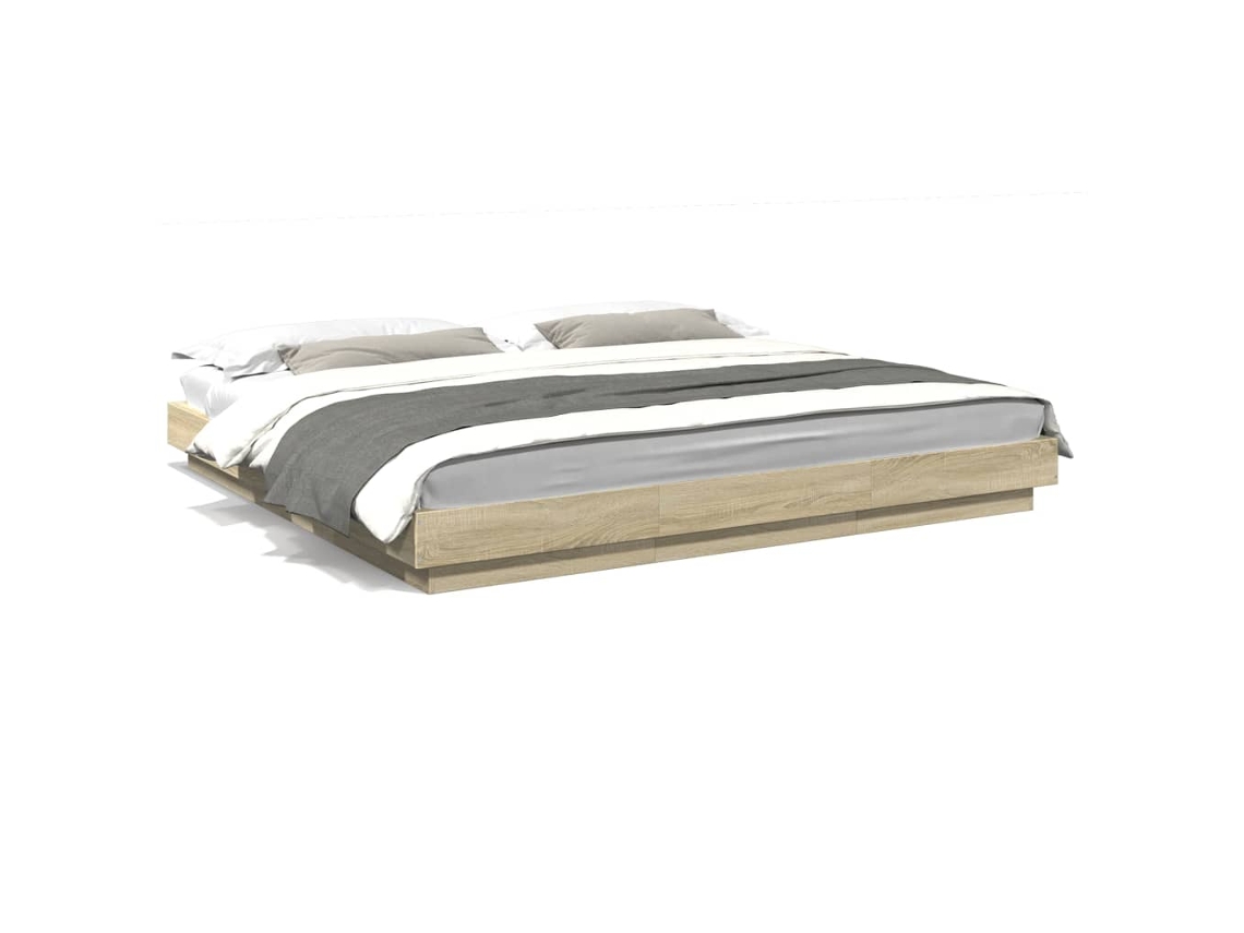 Estrutura Cama com Luzes Led Derivados Madeira Carvalho Sonoma MAISON EXCLUSIVE