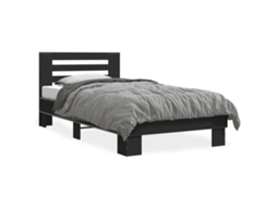 Bed Frame, Bed Frames Vidaxl Preto Madeira Processada (75 X 190 Cm)