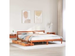 Vidaxl Cama Sem Colchão 200x200 Cm Pinho Maciço Castanho mel