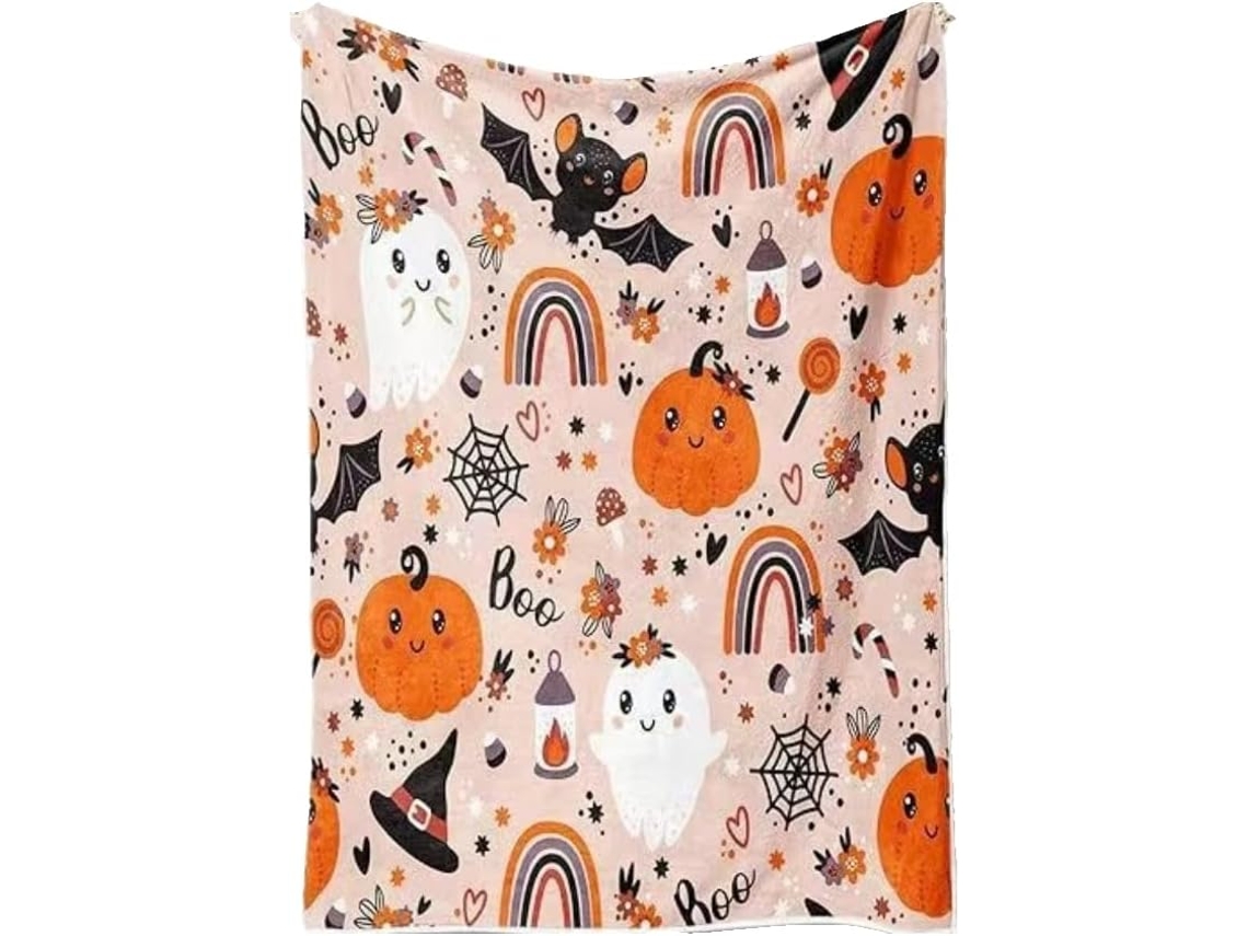 Manta Pequena Syjym Halloween em Flanela com Estampa Digital Confortável Macia e Quente de Dupla Face Ideal Pa