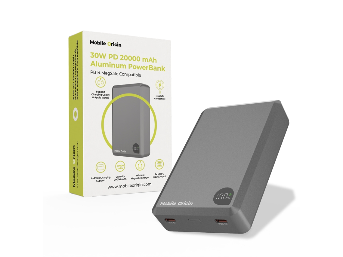 Powerbank MOBILE ORIGIN 30w Pd 20000mah, Carregamento Rápido para iPhone Magsafe | MOBILE ORIGIN