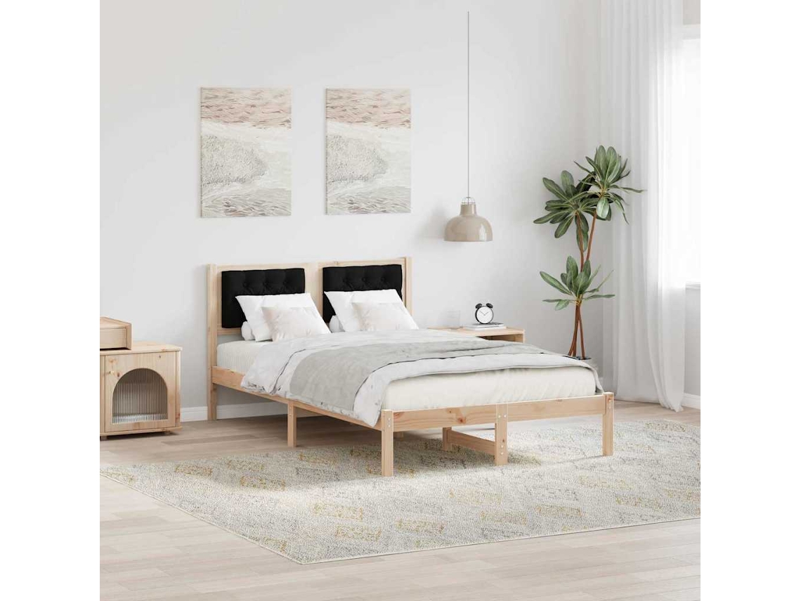 Vidaxl Estrutura da Cama Preto 120 X 200 Cm Madeira de Pinheiro Sólida