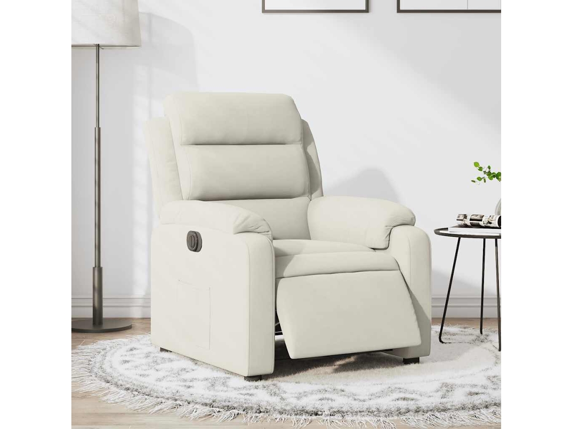 Vidaxl Poltrona De Massagens Reclinável Veludo Cor Creme