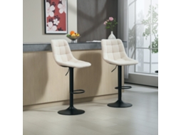 Conjunto De 2 Bancos Estofados Com Encosto,design Chenille,banco Ajustável Com Apoio Para Pés,giratório,bege Mega Echo Trade Shop