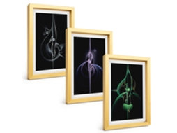 Composição De Quadros Padrões Abstratos, Preto Cores Espelharte (3 Peças 20x30 Cm)