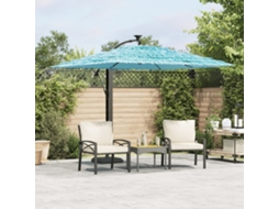 Vidaxl Guarda-sol De Jardim Com Poste De Aço 246x246x230 Cm Azul