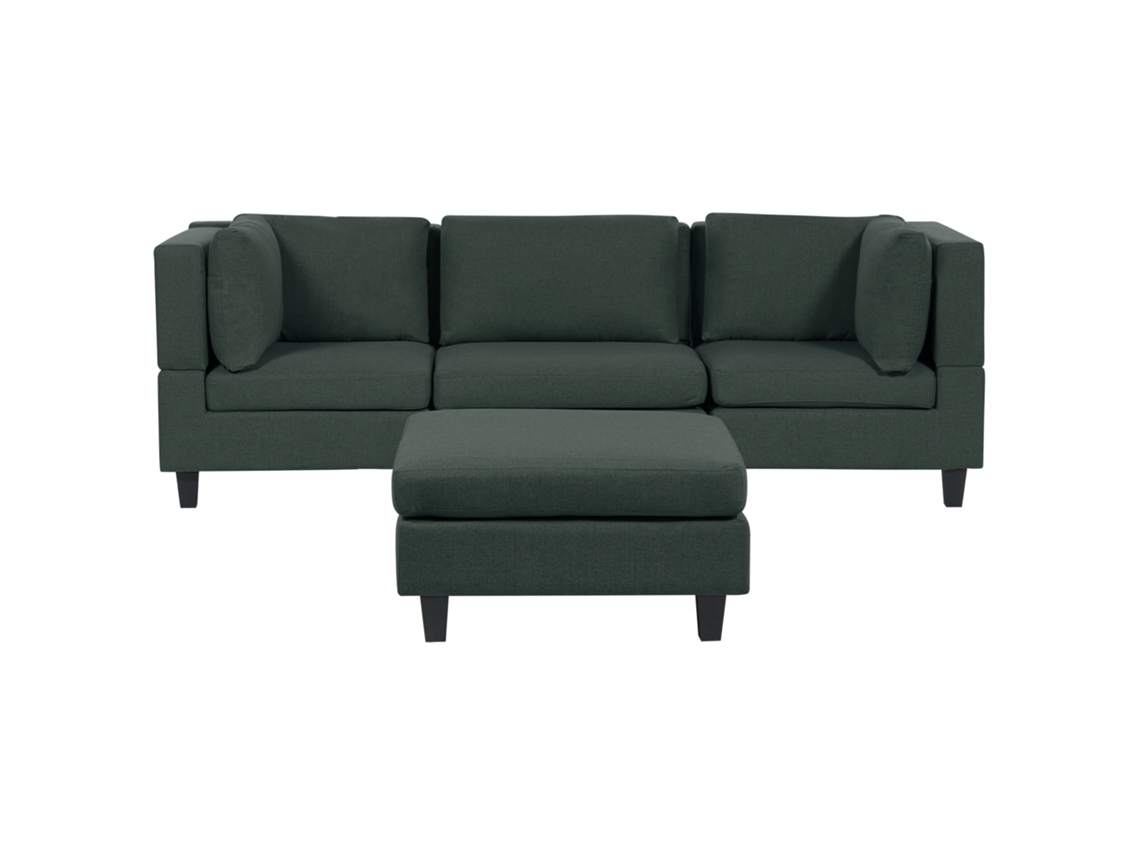 Sofá Com Repousa-pés BELIANI Unstad de Tecido Verde Escuro 228x76x72