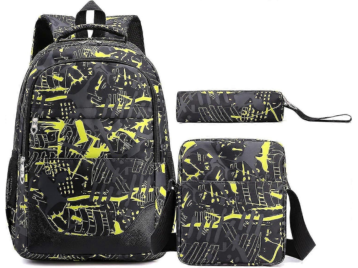Conjunto De Mochila Escolar Para Meninos E Meninas, Mochila, Lancheira E Estojo, Conjunto De Três Peças, Amarelo Olysi Shop
