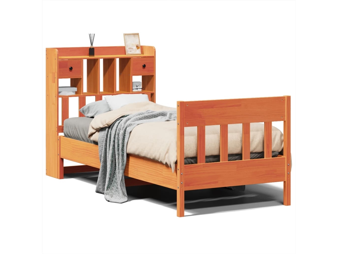 Cama Sem Colchão 100x200 Cm Pinho Maciço Castanho mel MAISON EXCLUSIVE