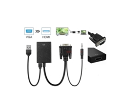 Adaptador Lurelia Cabo VGA para HDMI, 1080p, com áudio, compatível com Nintendo, transparente