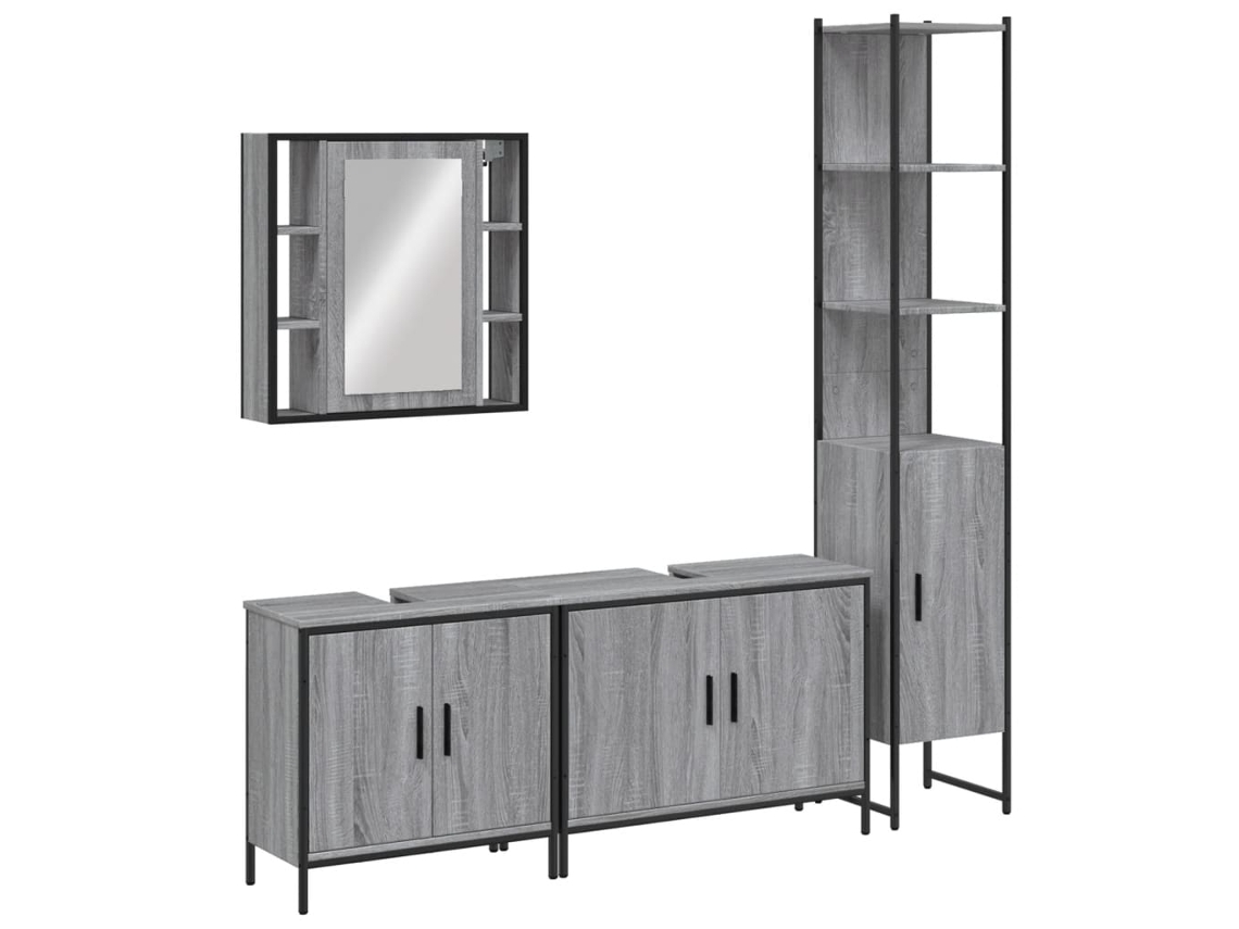Bathroom Cabinet Set, Bathroom Cabinet Sets Vidaxl Cinzeto Madeira Processada (n/a)