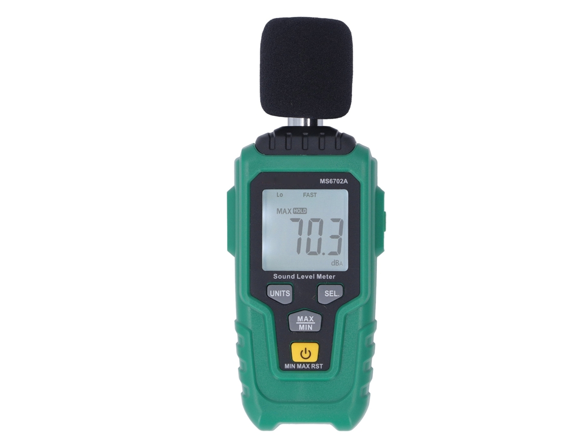 Medidor de nível de som digital portátil, detector de ruído para uso doméstico.