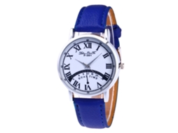 Relógio de Pulso Analógico de Quartzo com Pulseira de Couro Estiloso para Homens e Mulheres Azul
