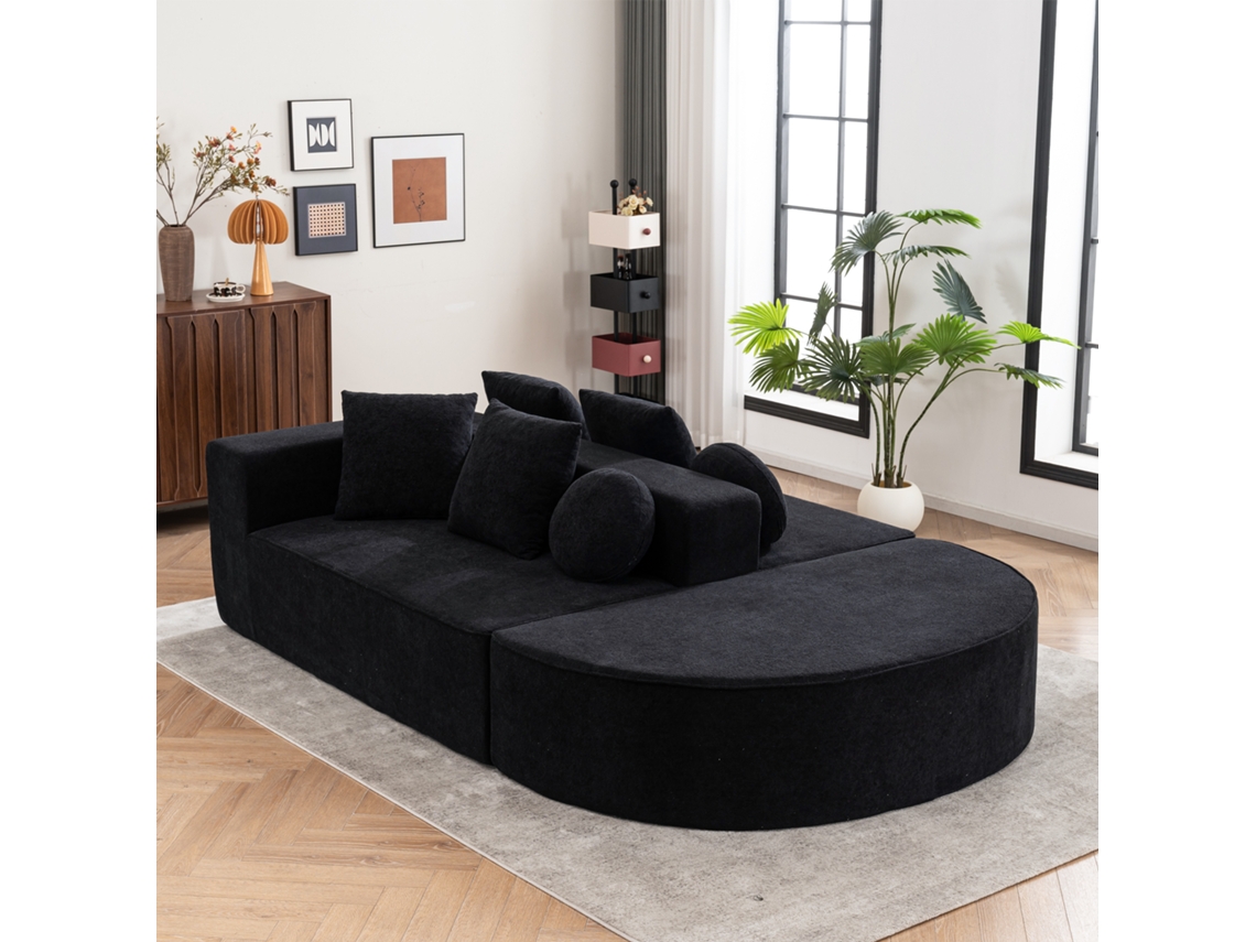Sofácloudsegmentado,chenille,semmontagem(réplica). Cs